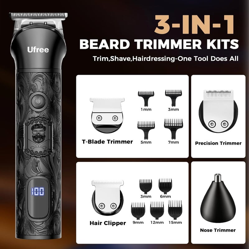 UFREE Beard Trimmer for Men, Foil Shaver Electric Razor, Shavers for Body Face Nose Ear, Cordless Hair Trimmer, Professional Hair Clippers, Mustache Grooming Kit Birthday Gifts for Men - Image 2